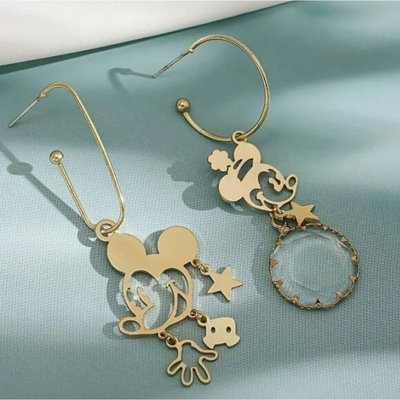 Disney Mickey Mouse Gold Mismatch Earrings - Picture 1 of 4